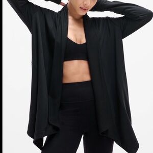 [S]Athleta Black Pranayama Restore Wrap Open Front Cardigan